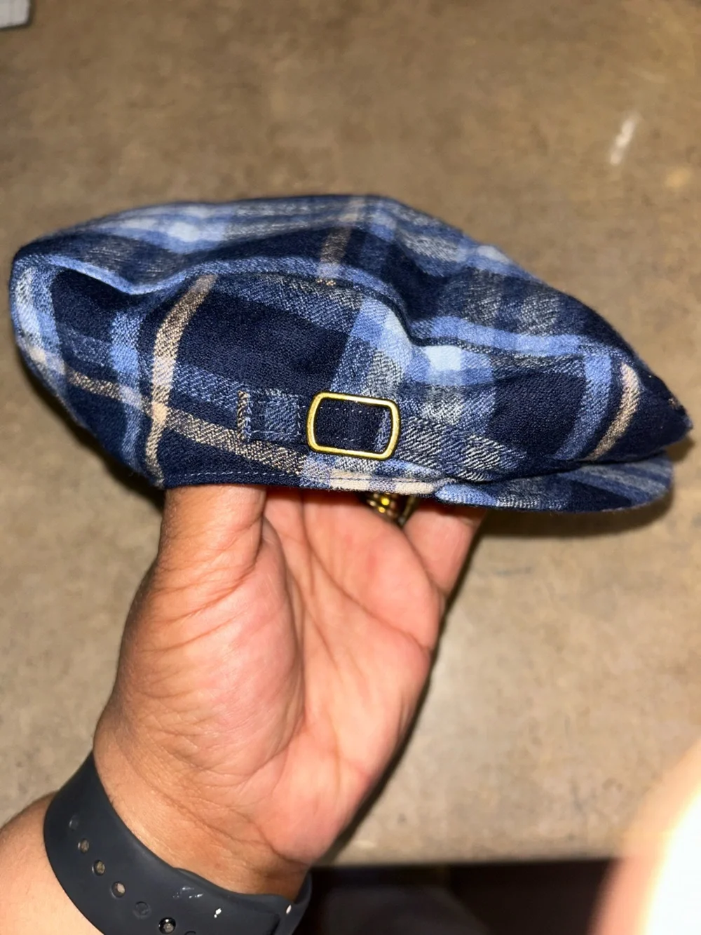 Janie and Jack Toddler Hat - navy plaid 100% wool newsboy